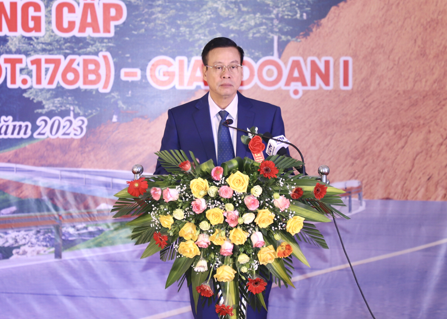 Chủ tịch UBND tỉnh Nguyễn Văn Sơn phát biểu tại Lễ khởi công