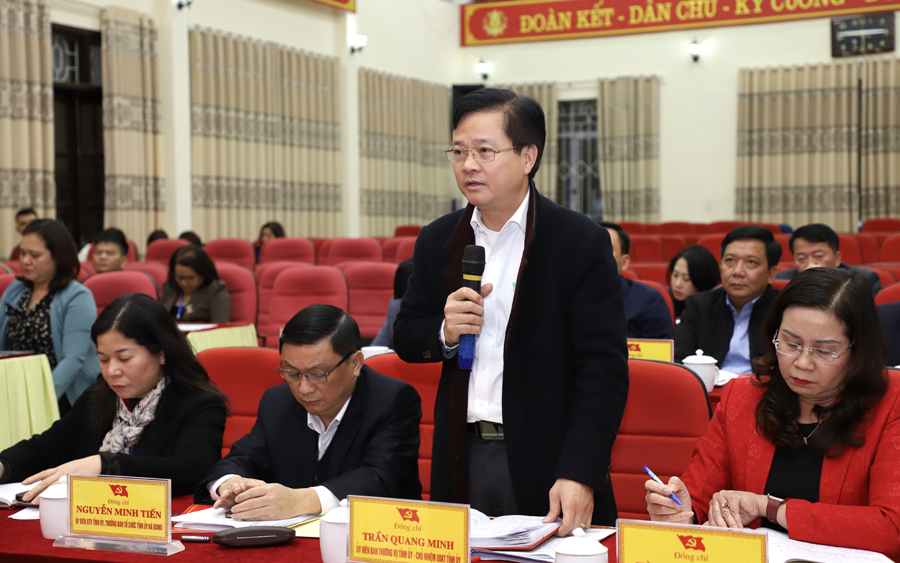 Chủ nhiệm Ủy ban Kiểm tra Tỉnh ủy Trần Quang Minh phát biểu thảo luận
