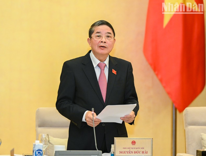 Phó Chủ tịch Quốc hội Nguyễn Đức Hải phát biểu kết luận nội dung thảo luận tại phiên họp.