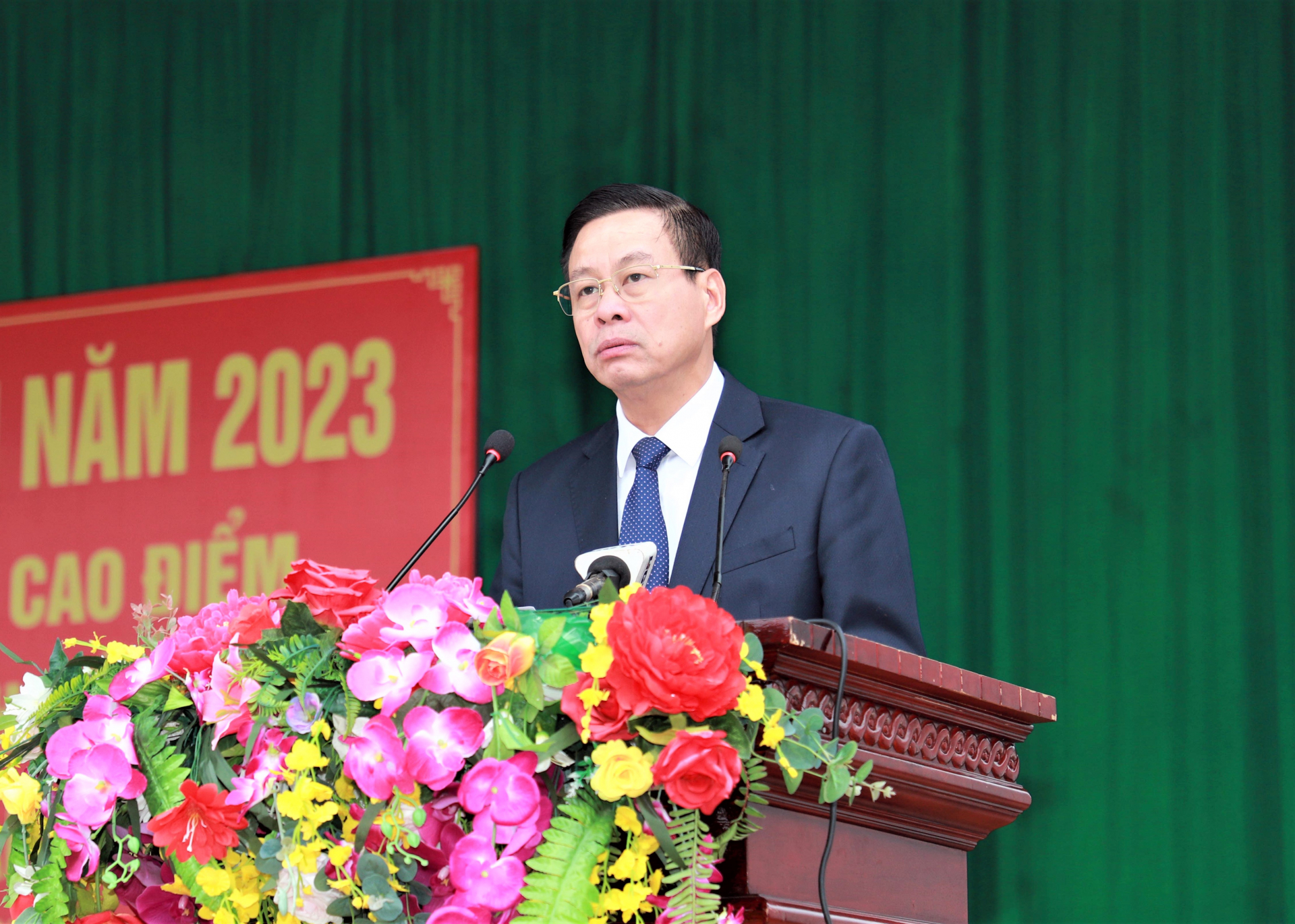 Phó Bí thư Tỉnh ủy, Chủ tịch UBND tỉnh Nguyễn Văn Sơn phát biểu chỉ đạo buổi lễ.