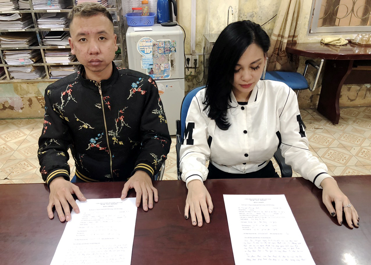 Hai đối tượng Nguyễn Trung Hậu và Nguyễn Phương Anh bị bắt giữ.
