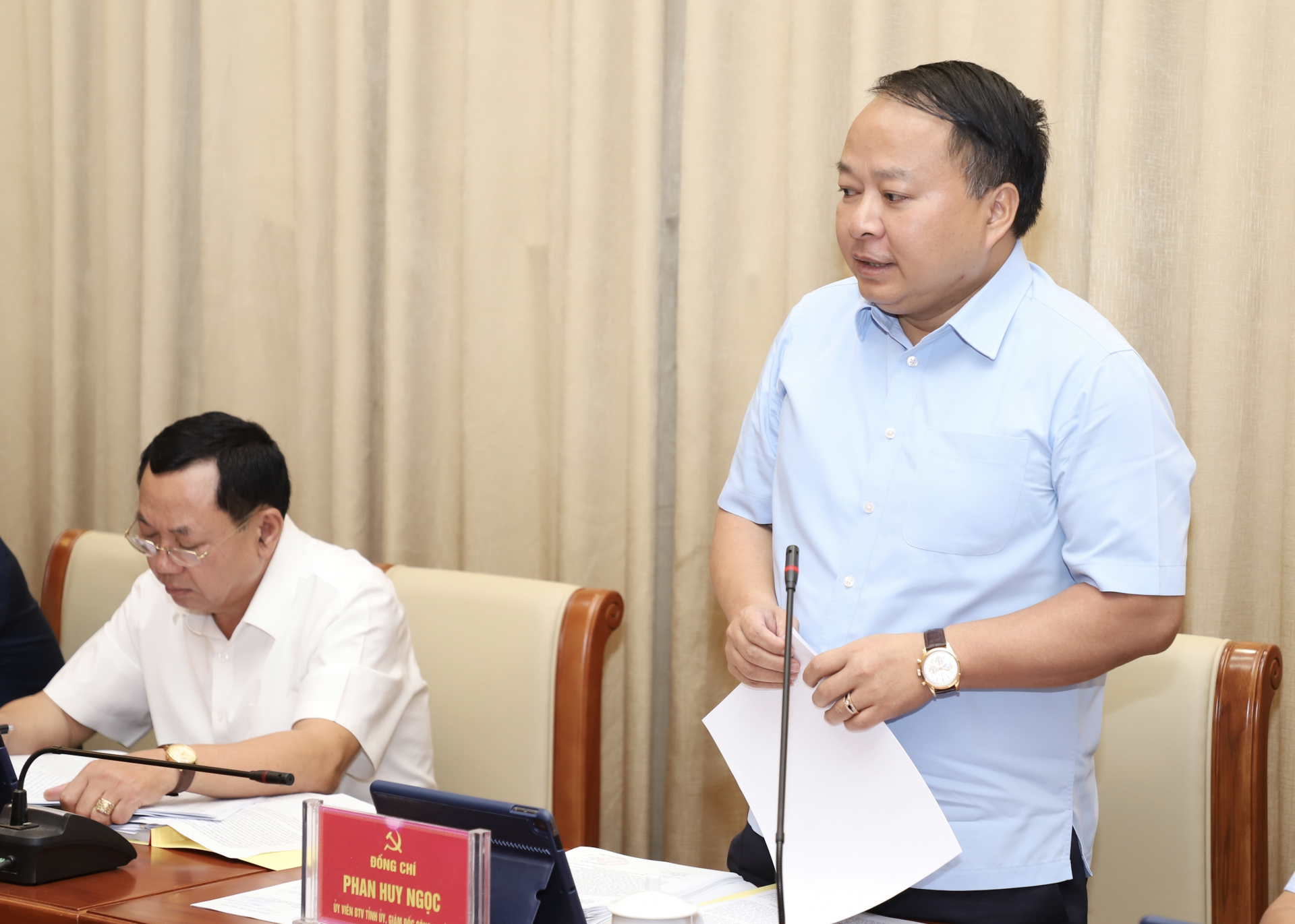Giám đốc Công an tỉnh Phan Huy Ngọc kiến nghị giải pháp tháo gỡ vướng mắc giải phóng mặt bằng một số dự án