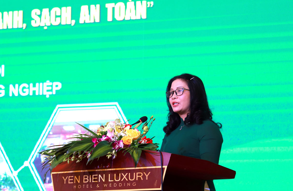 Giáo sư, Tiến sỹ Nguyễn Thị Lan, Giám đốc Học viện Nông nghiệp Việt Nam phát biểu tại hội nghị.
