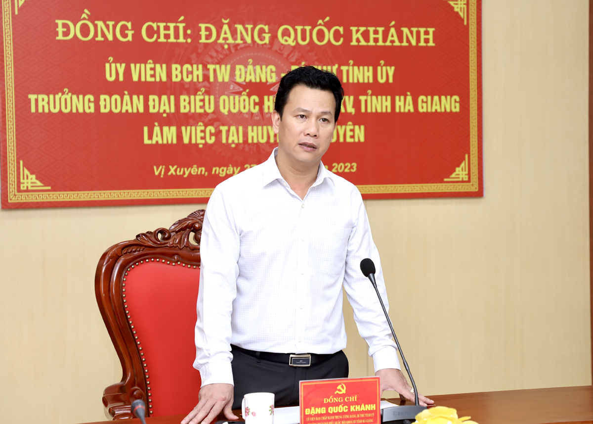 Bí thư Tỉnh ủy Đặng Quốc Khánh phát biểu kết luận buổi làm việc
