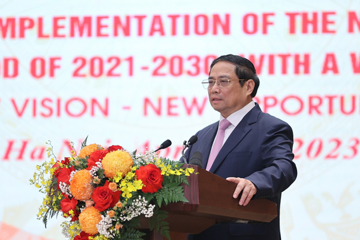 Thủ tướng Chính phủ Phạm Minh Chính phát biểu chỉ đạo tại hội nghị (Chinhphu.vn)
