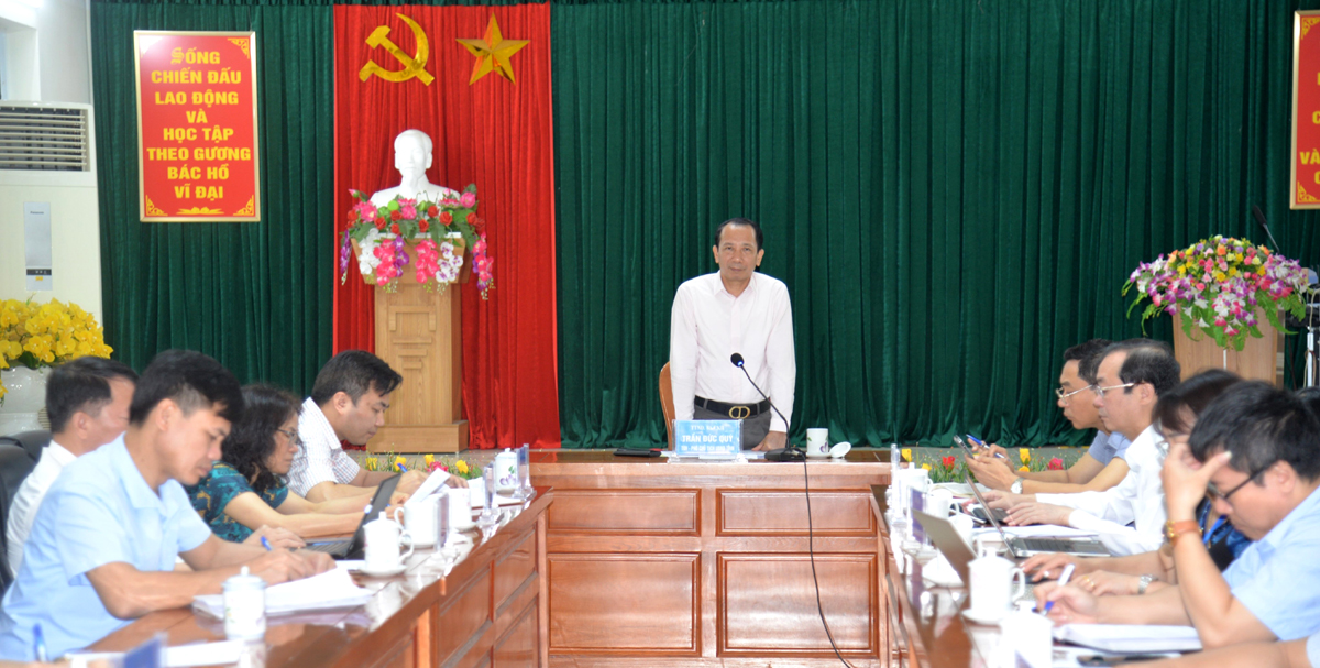 Phó Chủ tịch UBND tỉnh Trần Đức Quý phát biểu kết luận tại buổi làm việc.
