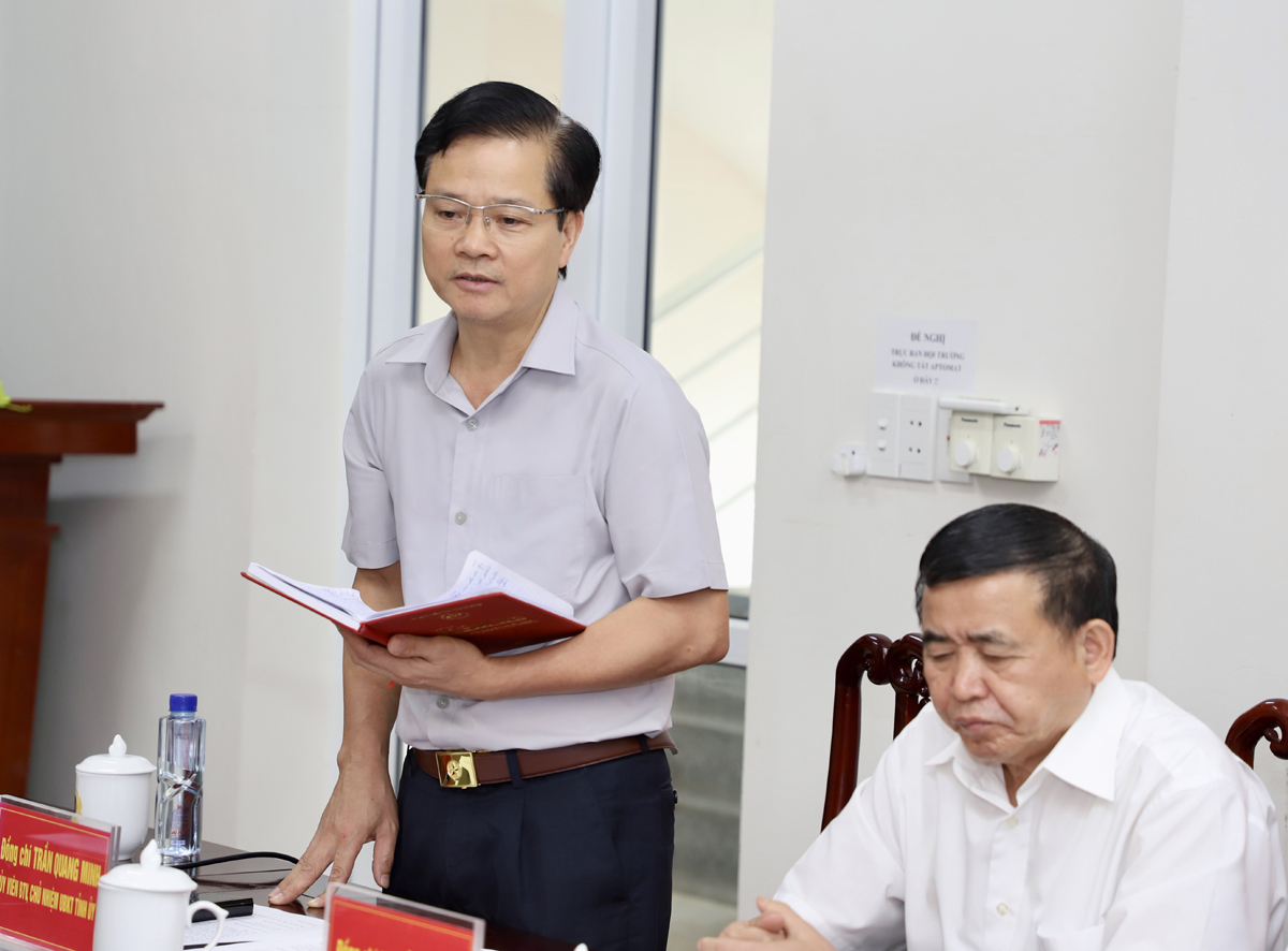 Chủ nhiệm UBKT Tỉnh ủy Trần Quảng Minh phát biểu tại hội nghị
