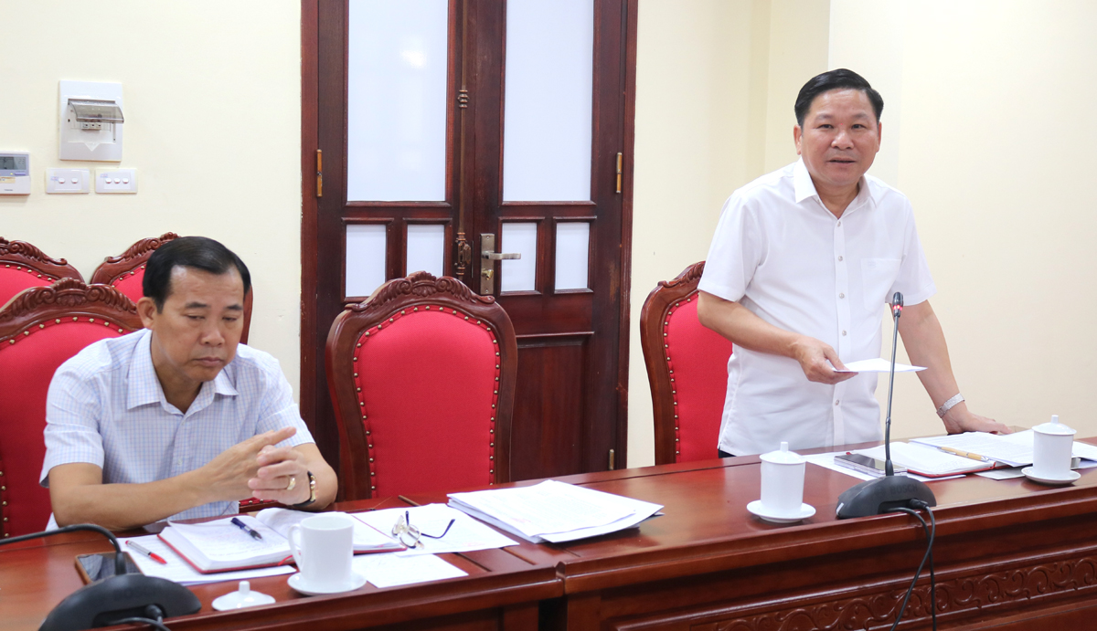 Phó Chủ tịch HĐND tỉnh Hoàng Văn Vịnh phát biểu tại phiên họp.
