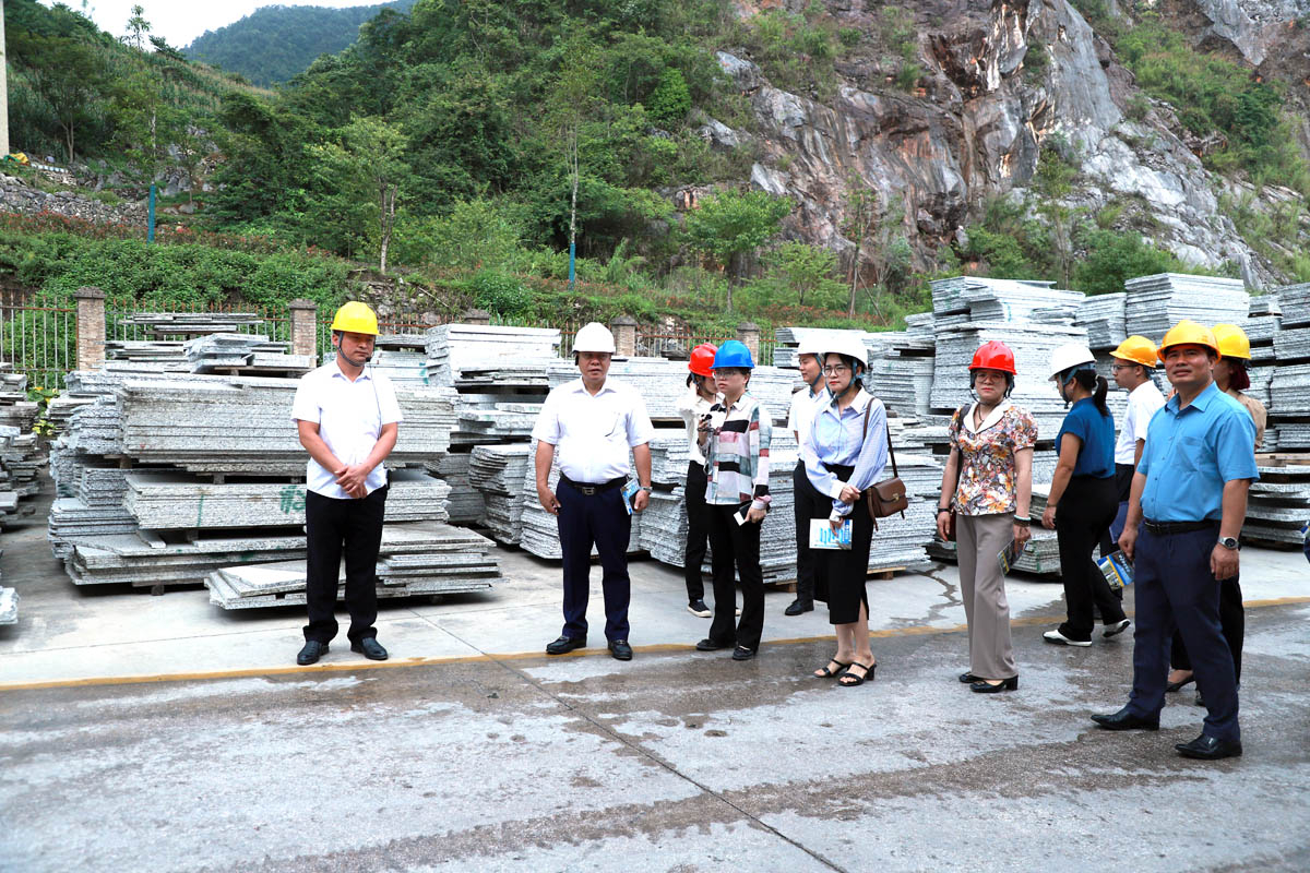 Phó Chủ tịch Thường trực UBND tỉnh Hoàng Gia Long cùng đoàn đại biểu khảo sát Nhà máy chế tác đá Thuận Hợp tại huyện Malypho 
