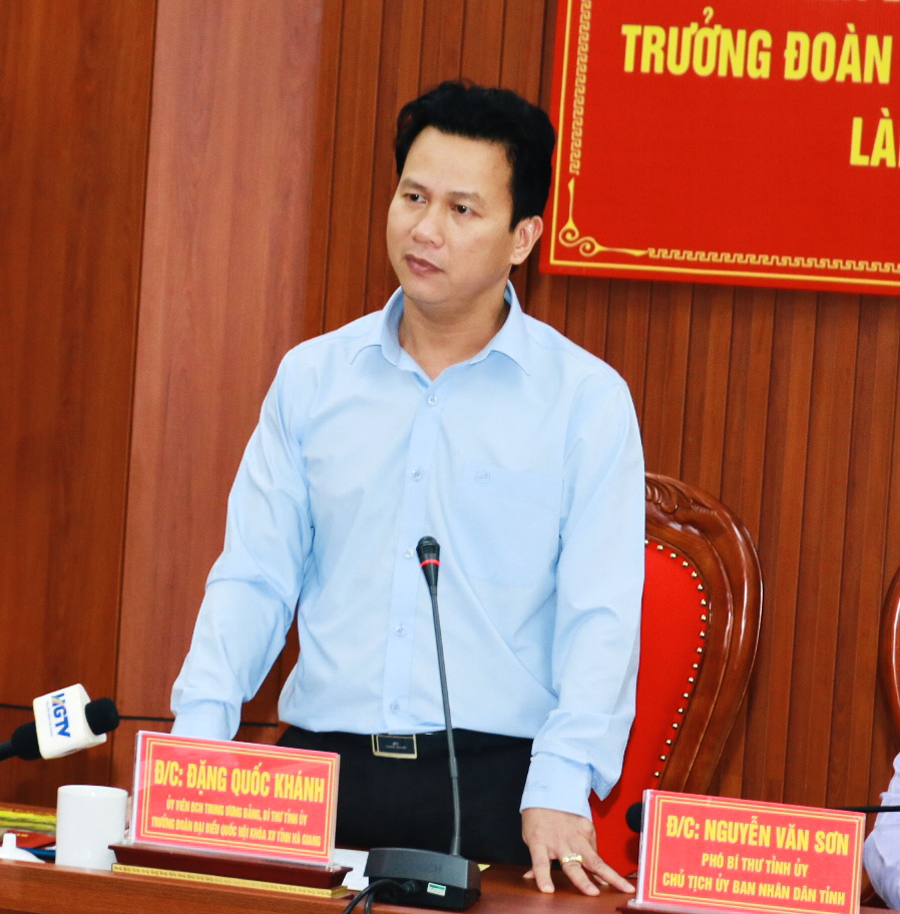 Bí thư Tỉnh ủy Đặng Quốc Khánh phát biểu kết luận buổi làm việc
