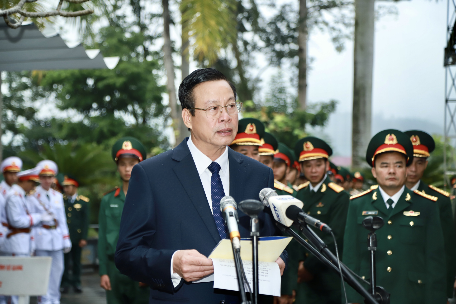 Chủ tịch UBND tỉnh Nguyễn Văn Sơn đọc Điếu văn tại Lễ truy 