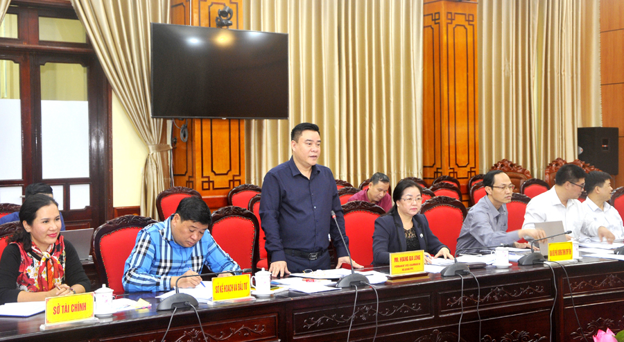 Phó Chủ tịch Thường trực UBND tỉnh Hoàng Gia Long phát biểu tại buổi làm việc.