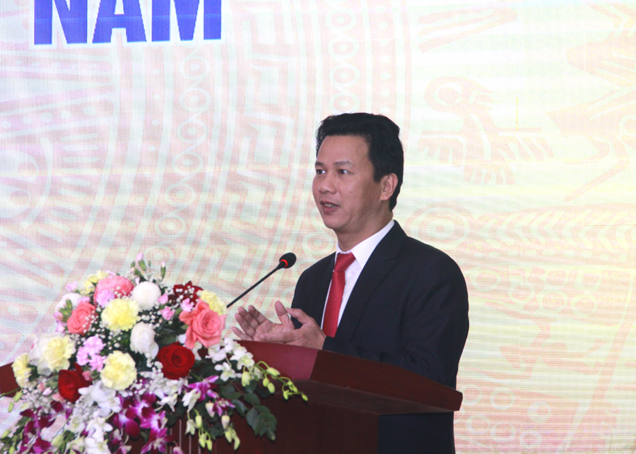 Bí thư Tỉnh ủy Đặng Quốc Khánh phát biểu tại lễ kỷ niệm.