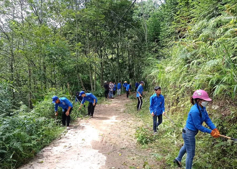 Người dân xã Nghĩa Thuận tham gia công tác chăm sóc, bảo vệ rừng trên địa bàn
