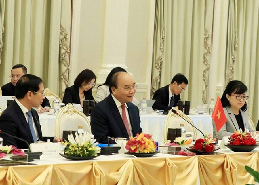 Chủ tịch nước Nguyễn Xuân Phúc phát biểu tại cuộc hội đàm với Thủ tướng Vương quốc Thái Lan Prayut Chan-o-cha.