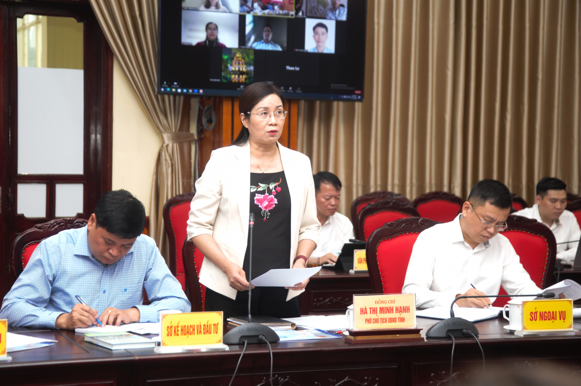 Phó Chủ tịch UBND tỉnh Hà Thị Minh Hạnh phát biểu tại buổi làm việc.