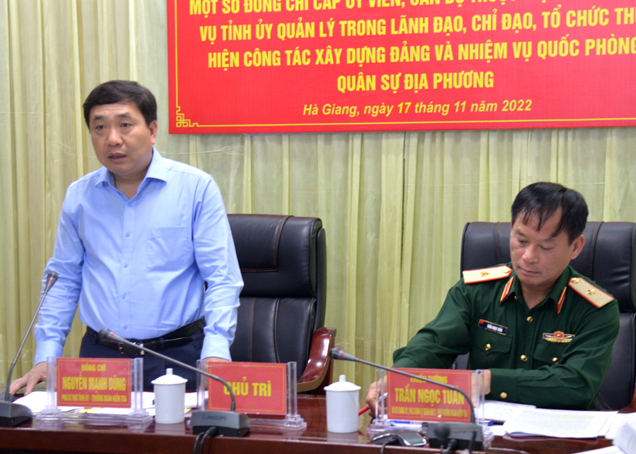 Phó Bí thư Tỉnh ủy Nguyễn Mạnh Dũng phát biểu kết luận hội nghị
