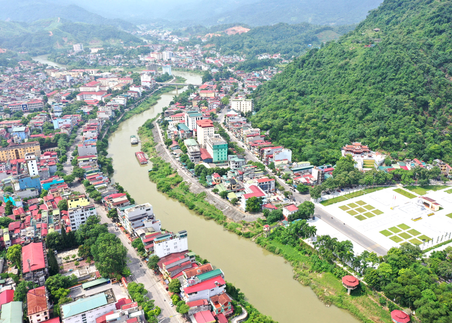 Một góc thành phố Hà Giang nhìn từ trên cao.