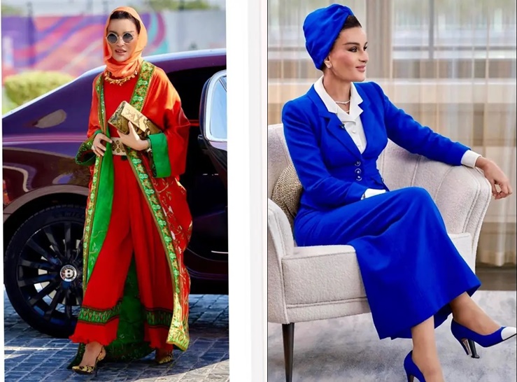 Mỗi bộ đồ của bà Sheikha Mozah đều hài hòa trong từng chi tiết nhờ sự ăn khớp ở cách chọn trang phục, giày dép, trang sức và các phụ kiện.