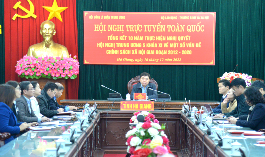 Phó Bí thư Tỉnh ủy Nguyễn Mạnh Dũng chủ trì tại điểm cầu tỉnh Hà Giang.
