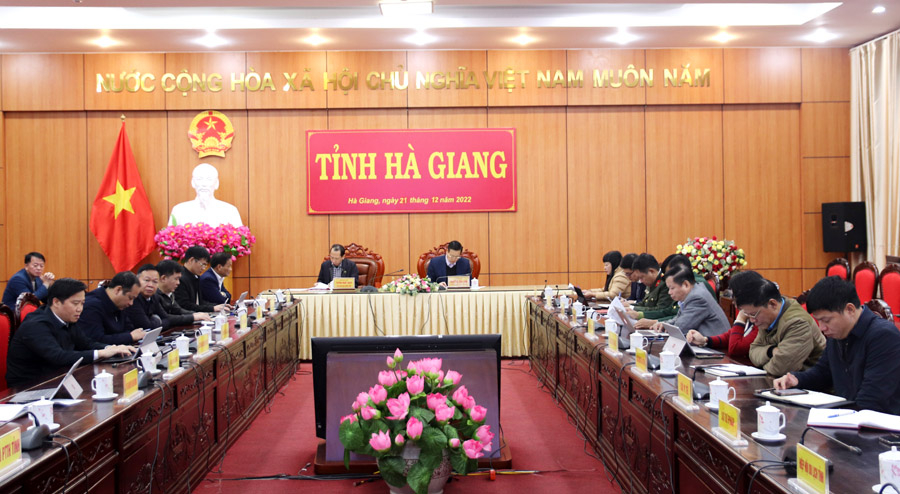 Các đại biểu dự hội nghị tại điểm cầu tỉnh Hà Giang.
