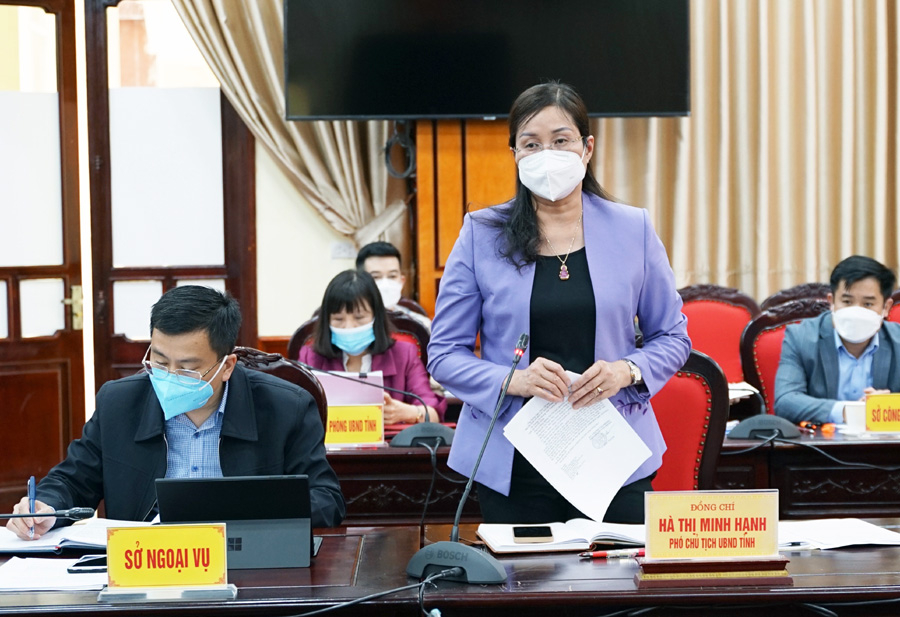 Phó Chủ tịch UBND tỉnh Hà Thị Minh Hạnh phát biểu tại buổi giám sát.
