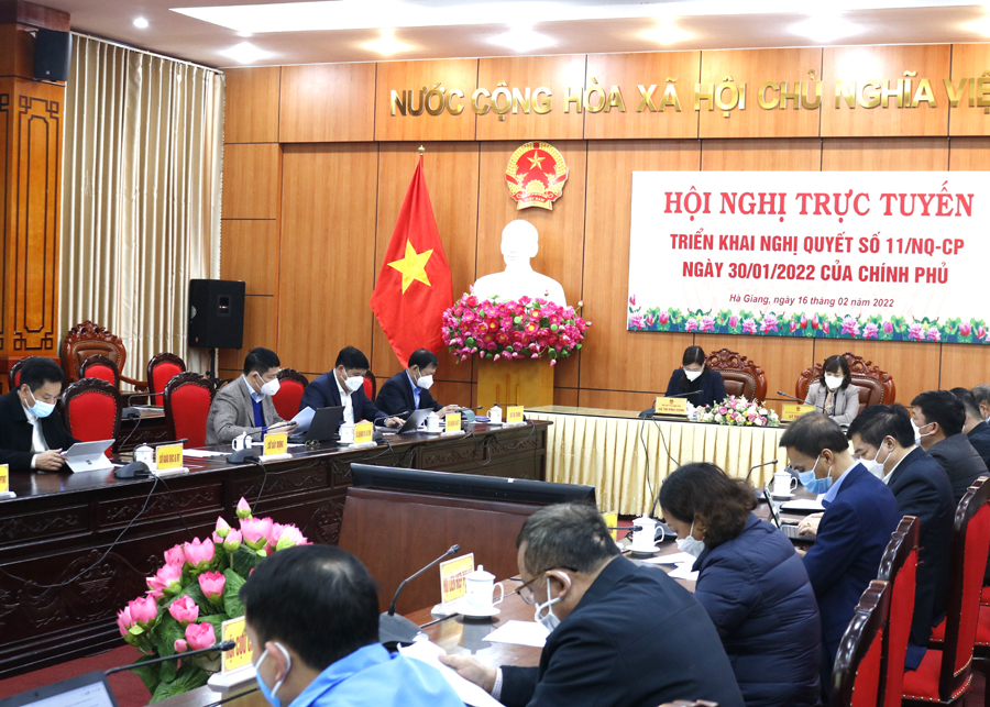 Các đại biểu dự hội nghị tại điểm cầu Hà Giang
