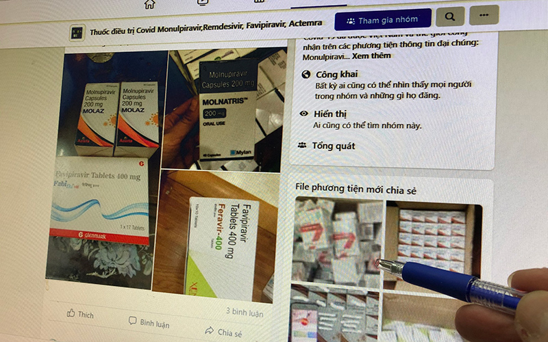 Các loại thuốc điều trị Covid-19 được rao bán tràn lan trên Facebook.