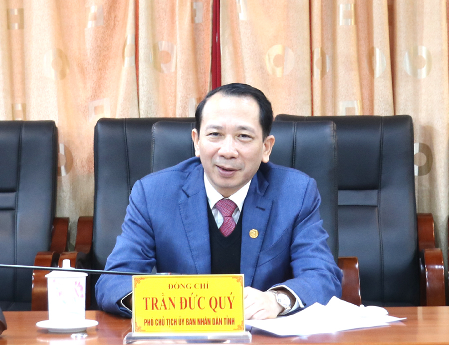 Phó Chủ tịch UBND tỉnh, Trần Đức Quý phát biểu tại buổi làm việc
