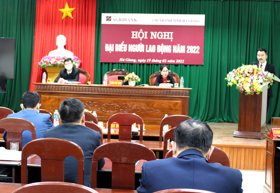 Toàn cảnh Hội nghị người lao động Ngân hàng Agribank chi nhánh tỉnh Hà Giang năm 2022.