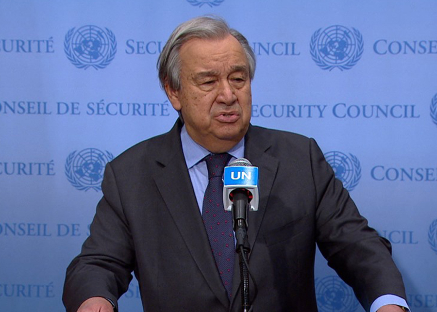 Tổng Thư ký Liên Hợp Quốc Antonio Guterres phát biểu tại Hội đồng Bảo an hôm 23.2.