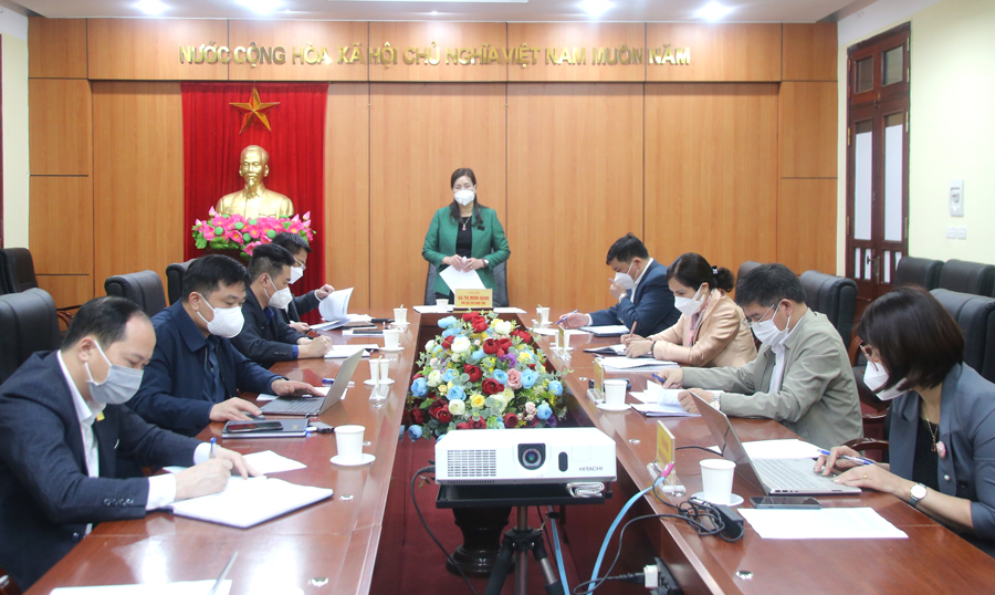 Phó Chủ tịch UBND tỉnh Hà Thị Minh Hạnh kết luận buổi làm việc.
