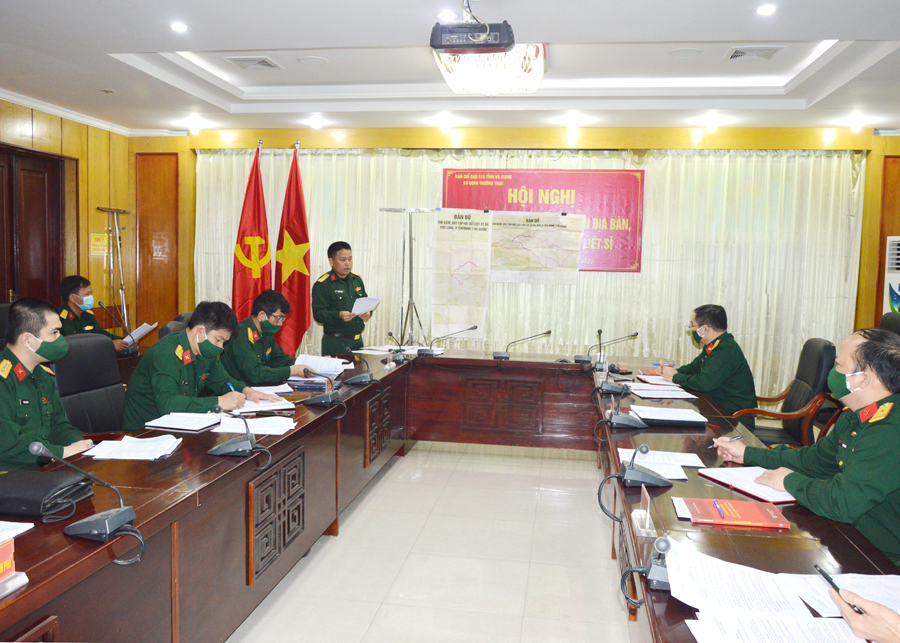Ban CHQS huyện Yên Minh báo cáo công tác xác lập bản đồ tìm kiếm, quy tập hài cốt Liệt sĩ tại 2 xã Na Khê và Phú Lũng
