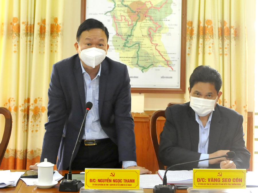 Giám đốc Sở Tài chính Nguyễn Ngọc Thanh đề nghị huyện Hoàng Su Phì quan tâm rà soát danh mục, thứ tự ưu tiên khi triển khai các chương trình mục tiêu quốc gia.