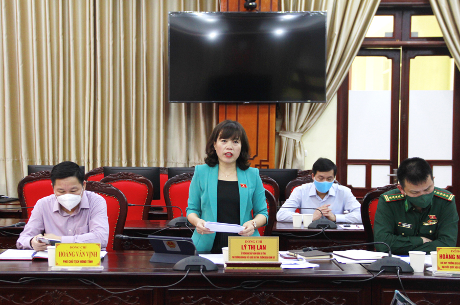 Phó Trưởng đoàn chuyên trách Đoàn ĐBQH khoá XV đơn vị tỉnh Hà Giang Lý Thị Lan kết luận buổi giám sát.