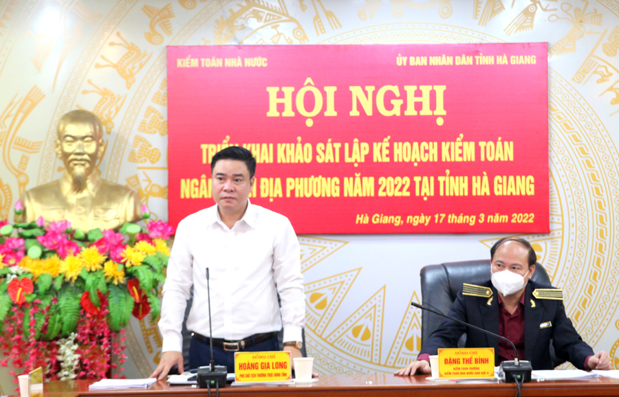 Phó Chủ tịch Thường trực UBND tỉnh Hoàng Gia Long phát biểu tại buổi làm việc.
