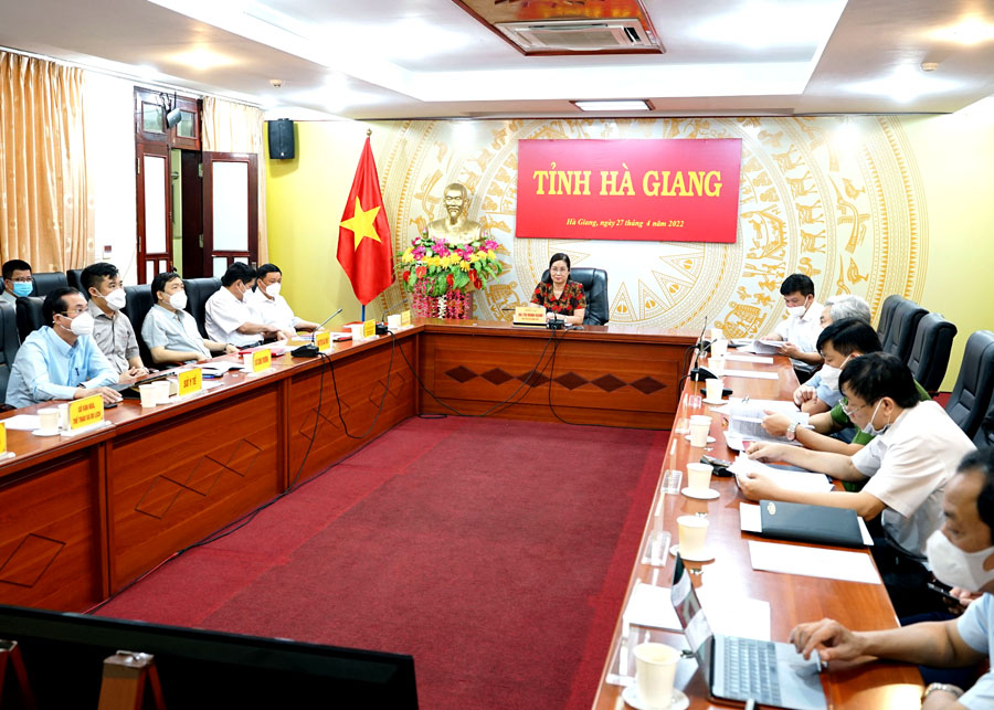 Toàn cảnh phiên họp tại điểm cầu tỉnh Hà Giang.
