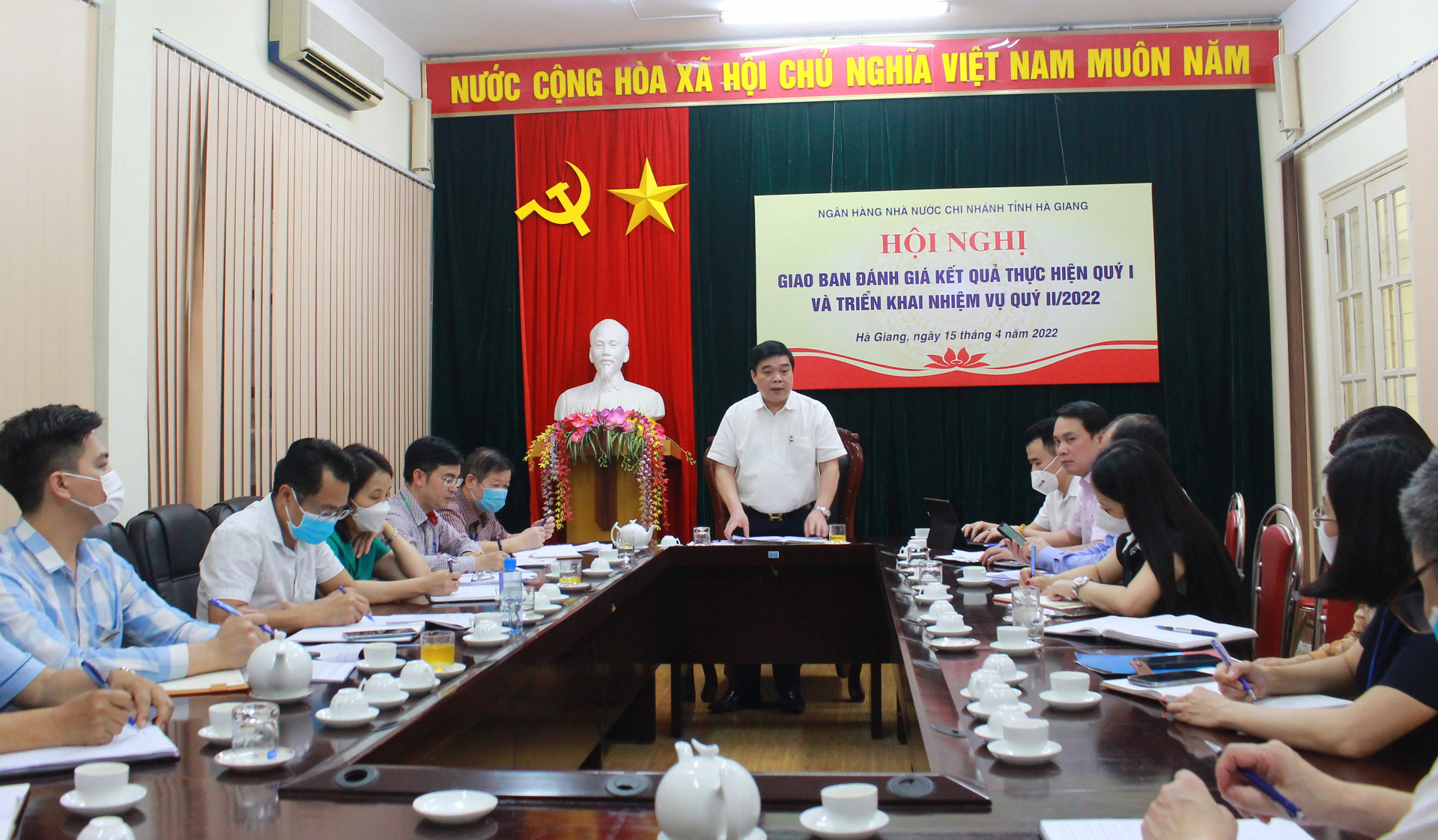 Đồng chí Nguyễn Ngọc Hải, Giám đốc NHNN Chi nhánh tỉnh Hà Giang kết luận hội nghị
