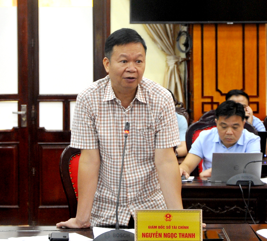 Giám đốc Sở Tài chính Nguyễn Ngọc Thanh báo cáo tình hình công tác thu – chi ngân sách.

