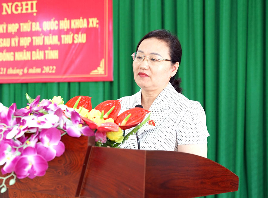 ĐBQH Phạm Thúy Chinh thông báo tới cử tri kết quả Kỳ họp thứ 3, Quốc hội khóa XV và hoạt động của Đoàn ĐBQH tỉnh Hà Giang trước và sau Kỳ họp.

