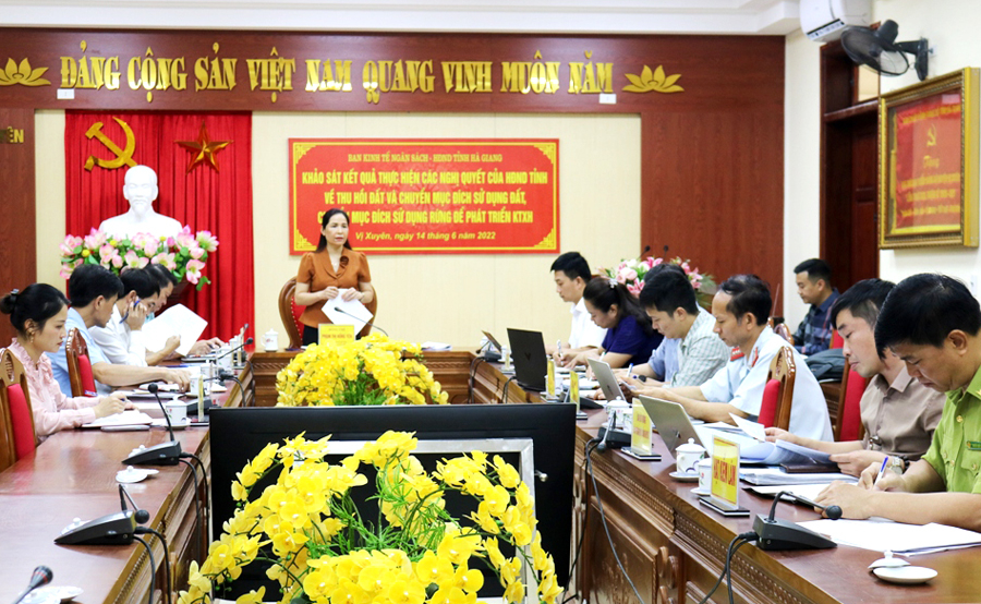 Trưởng Ban Kinh tế - Ngân sách HĐND tỉnh Phạm Thị Hồng Yên kết luận buổi làm việc

