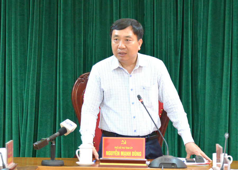 Phó Bí thư Tỉnh ủy Nguyễn Mạnh Dũng phát biểu kết luận buổi làm việc.
