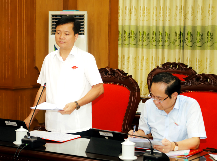 Đại biểu Trần Quảng Minh, Chủ nhiệm Uỷ ban Kiểm tra Tỉnh ủy thảo luận tại tổ 2
