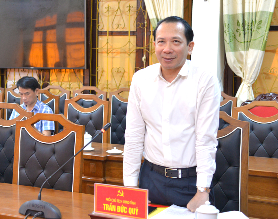Phó Chủ tịch UBND tỉnh Trần Đức Quý phát biểu tại buổi làm việc
