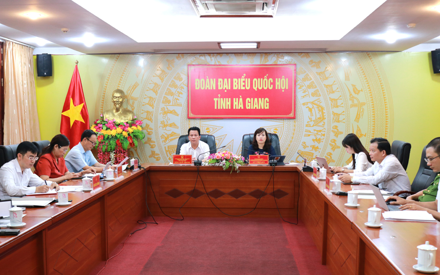 Đoàn ĐBQH tỉnh Hà Giang tham dự phiên chất vấn tại điểm cầu tỉnh ta.

