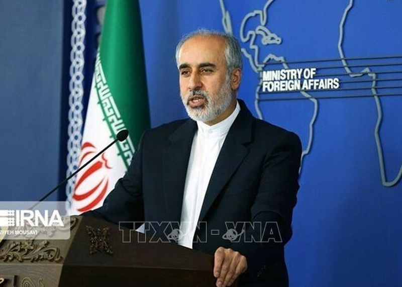 Người phát ngôn Bộ Ngoại giao Iran Nasser Kanaani trong cuộc họp báo ở Tehran.