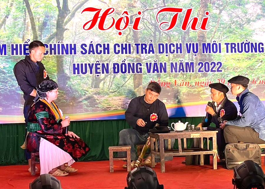 Hội thi tuyên truyền chính sách chi trả DVMTR do Quỹ Bảo vệ và phát triển rừng phối hợp với huyện Đồng Văn tổ chức.
