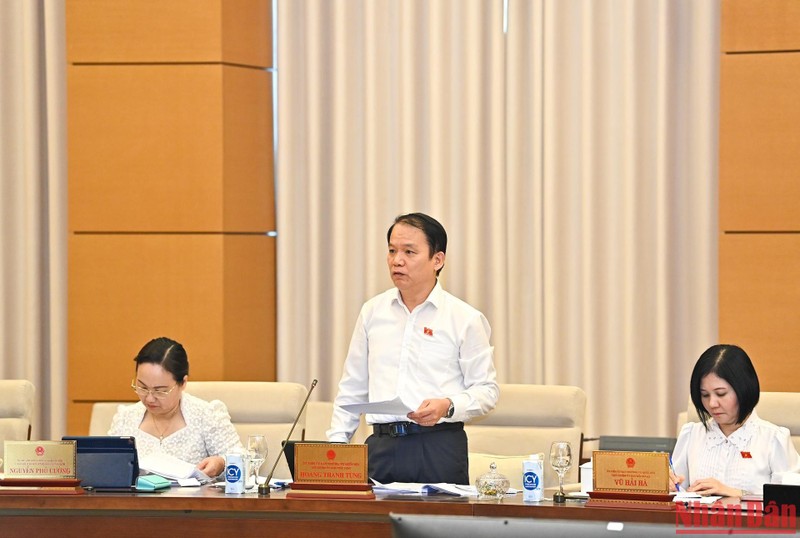 Chủ nhiệm Ủy ban Pháp luật Hoàng Thanh Tùng phát biểu ý kiến tại phiên họp. (
