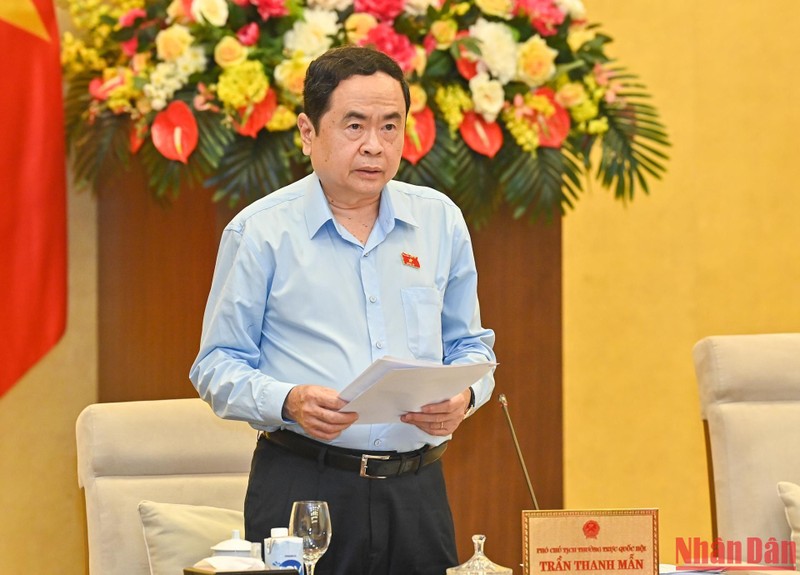 Phó Chủ tịch Thường trực Quốc hội Trần Thanh Mẫn phát biểu kết luận nội dung thảo luận tại phiên họp.