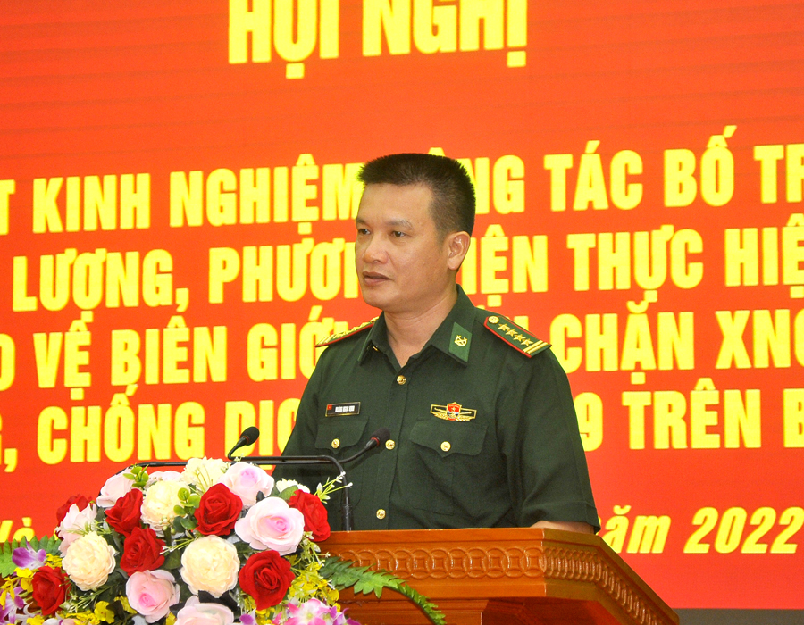 Đại tá Hoàng Ngọc Định, Chỉ huy trưởng Bộ Chỉ huy BĐBP tỉnh báo cáo kết quả các mặt hoạt động.
